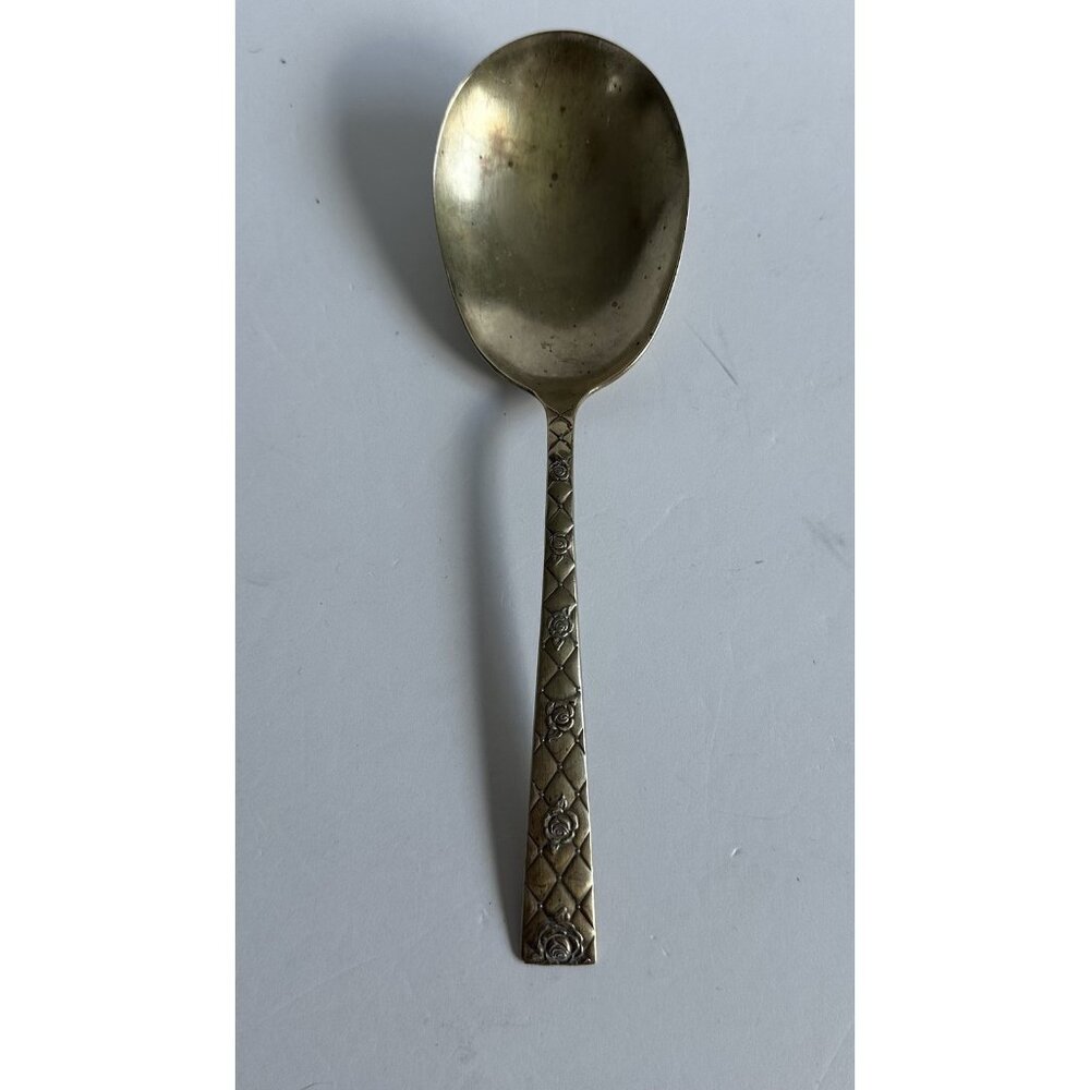 Vtg National Silver‎ Co Silverplate ROSE MARIE Serving Spoon 8.5" No Monogram
